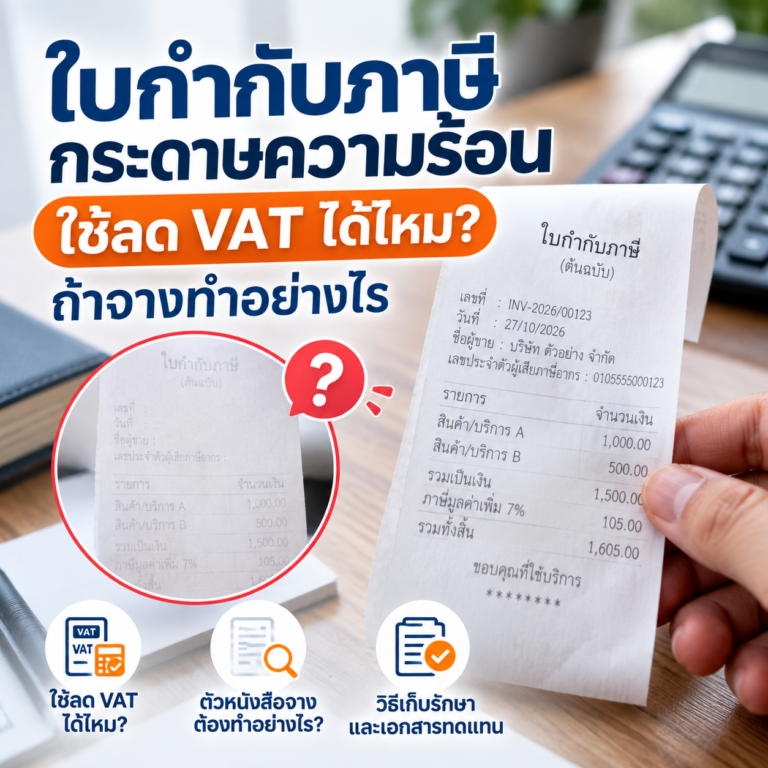 ใบกำกับภาษีกระดาษความร้อนใช้ลด VAT ได้ไหม พร้อมตัวอย่างใบกำกับภาษีที่ข้อความซีดจาง วิธีแก้ไขและการเก็บรักษาเอกสารภาษี